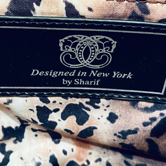 🌟2xHP🌟NWOT Sharif Bouclé 3D Floral Marsala Rose Leather Crossbody/Clutch Bag - Picture 8 of 16